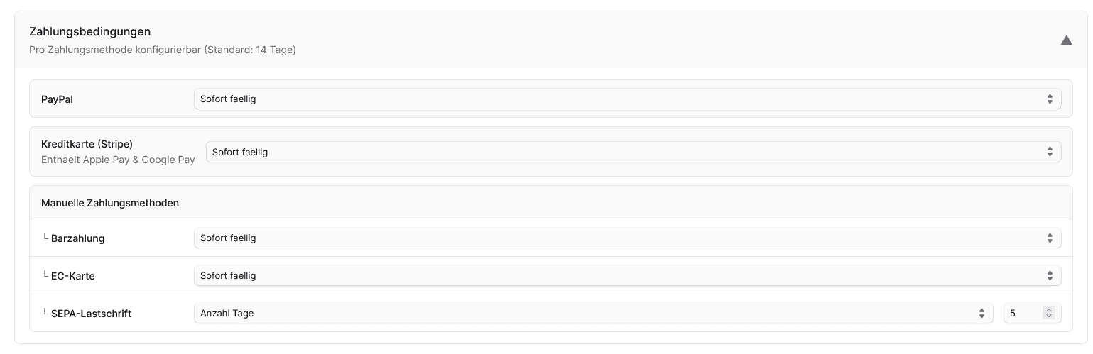LexBridge Admin UI - Zahlungsbedingungen